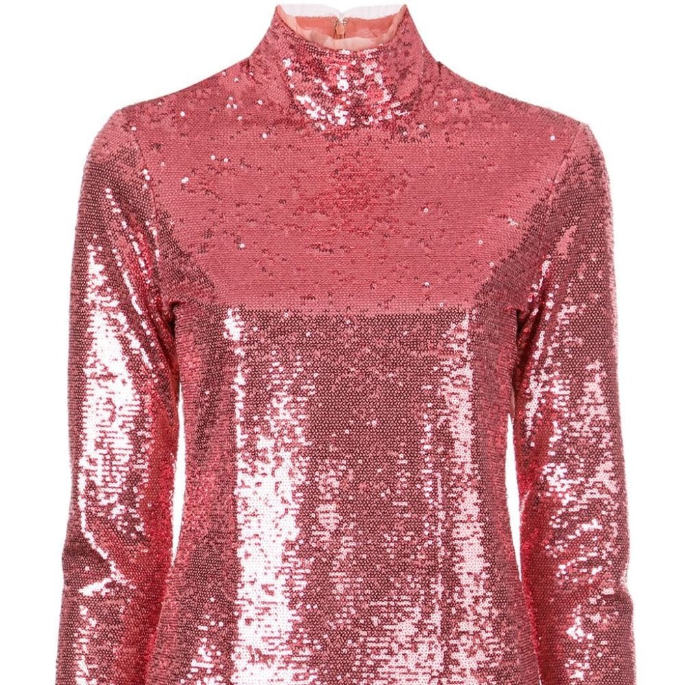 Cinq a Sept Pink Sequin Turtleneck